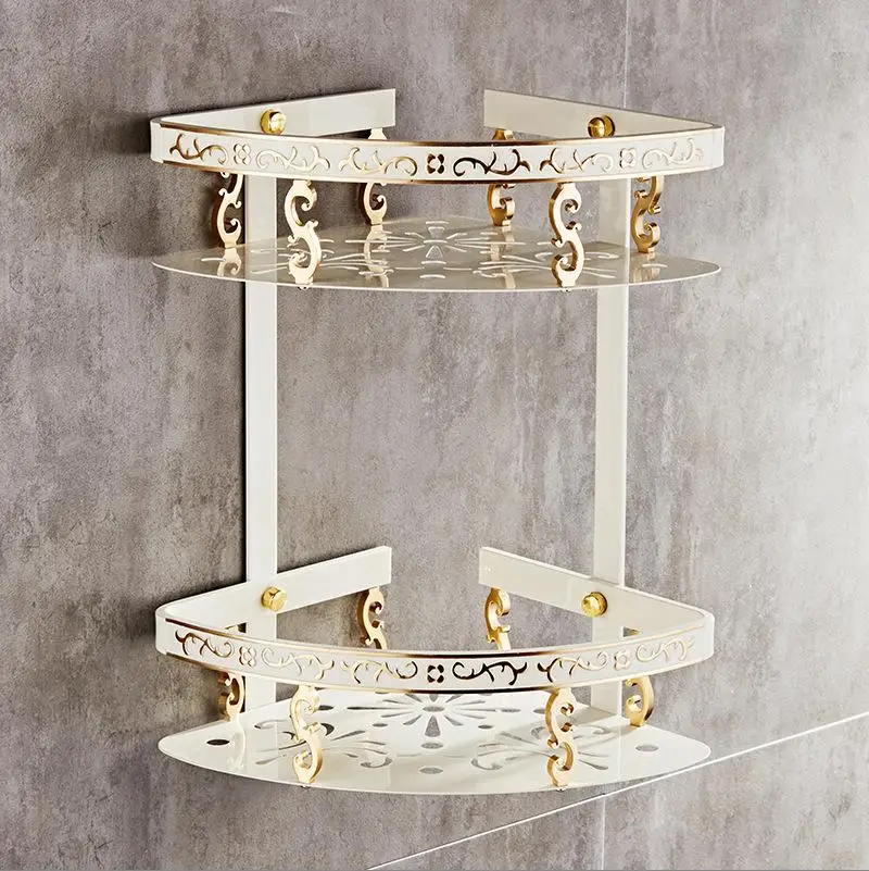 Полка для ванной черная с держателем полотенец пространственные Угловые