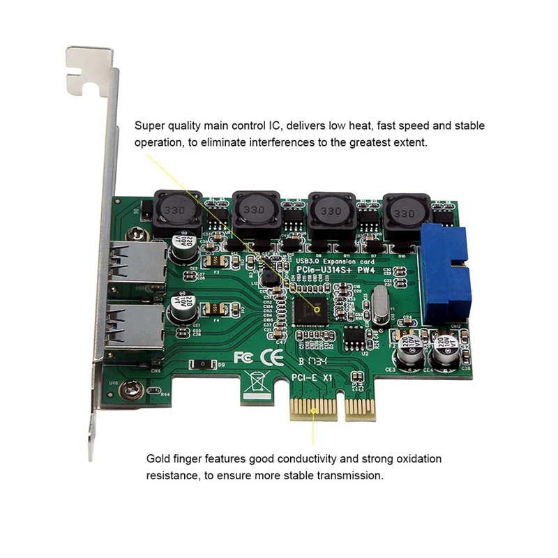 Высоко-Скорость 2-Порты и разъёмы Usb 3 0 19-Pin к расширения Pci-E карта Pci Express адаптер