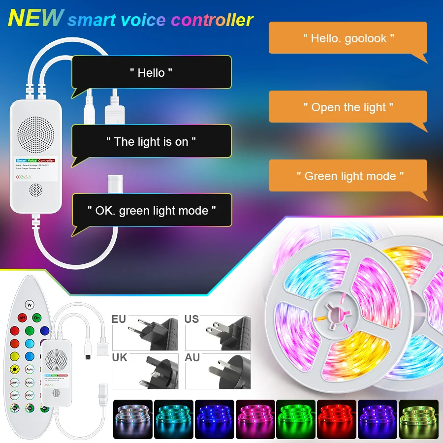 Ленсветильник Светодиодная гибкая с голосовым управлением 10/20/30 м 5050 RGB |