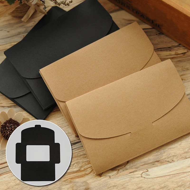 10pcs Mini Blank Kraft Paper Cardboard Envelope Bag Wedding Invitation Envelope Gift Message Card Small Packaging Box