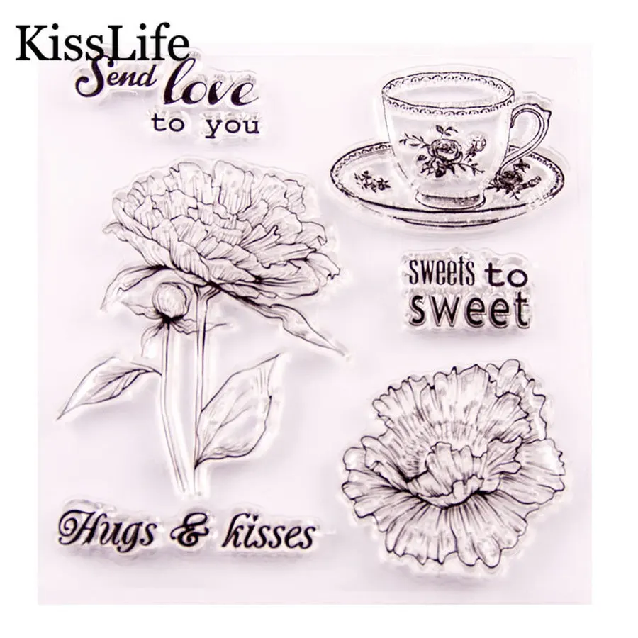 Новинка 2019 красивая чайная чашка с цветами прозрачные резиновые штампы