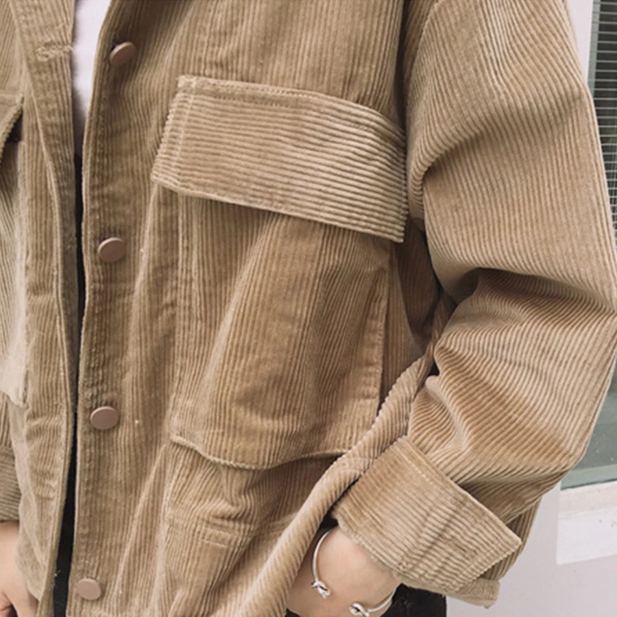 Осенняя Вельветовая куртка Женские винтажные пальто новые женские повседневные