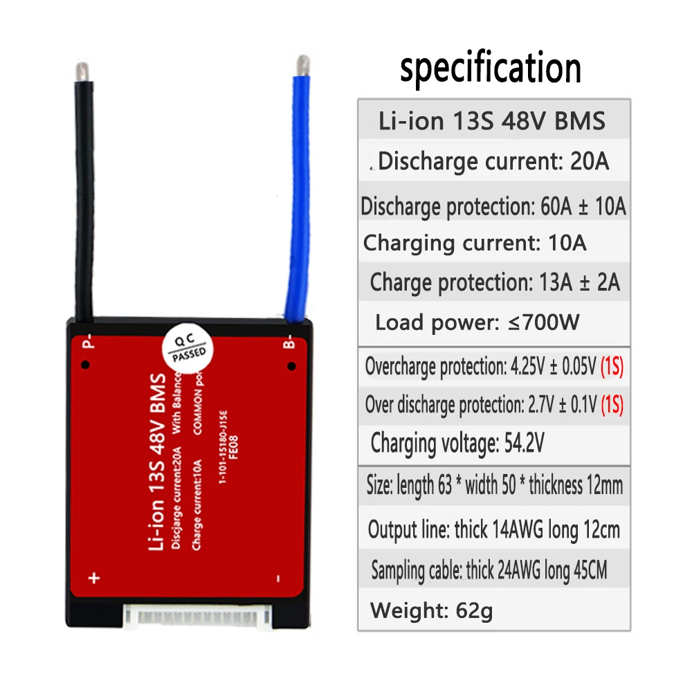 LiitoKala 10S 13S 16S BMS 20A 36V 48V 60V PCM PCB для 3 7 V комплект литий-ионный батарей 18650 NMC E-bike Scooter NTC |