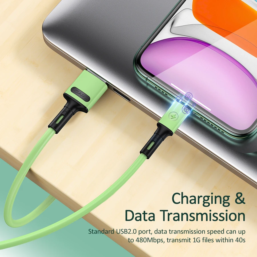 usams u52 1m 2a lighting type c micro usb mobile phone cable for iphone 12 11 ipad huawei sumsung android basic charger cable free global shipping