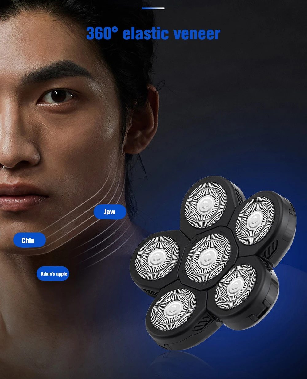 

Сменная электробритва 6D с 6 плавающими головками, Водонепроницаемая бритва из нержавеющей стали