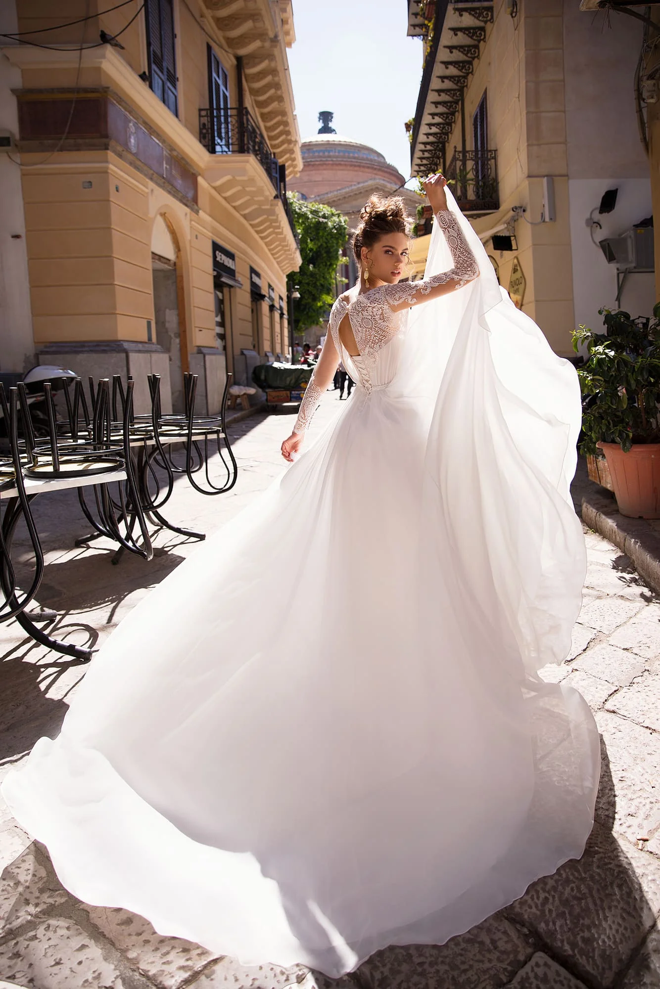 Романтическое богемное пляжное свадебное платье 2019 кружевное с длинным рукавом