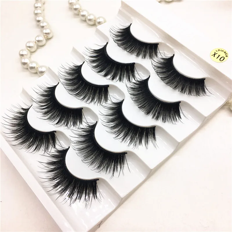 5 пар 100% настоящие норковые ресницы 3D натуральные накладные полная полоса