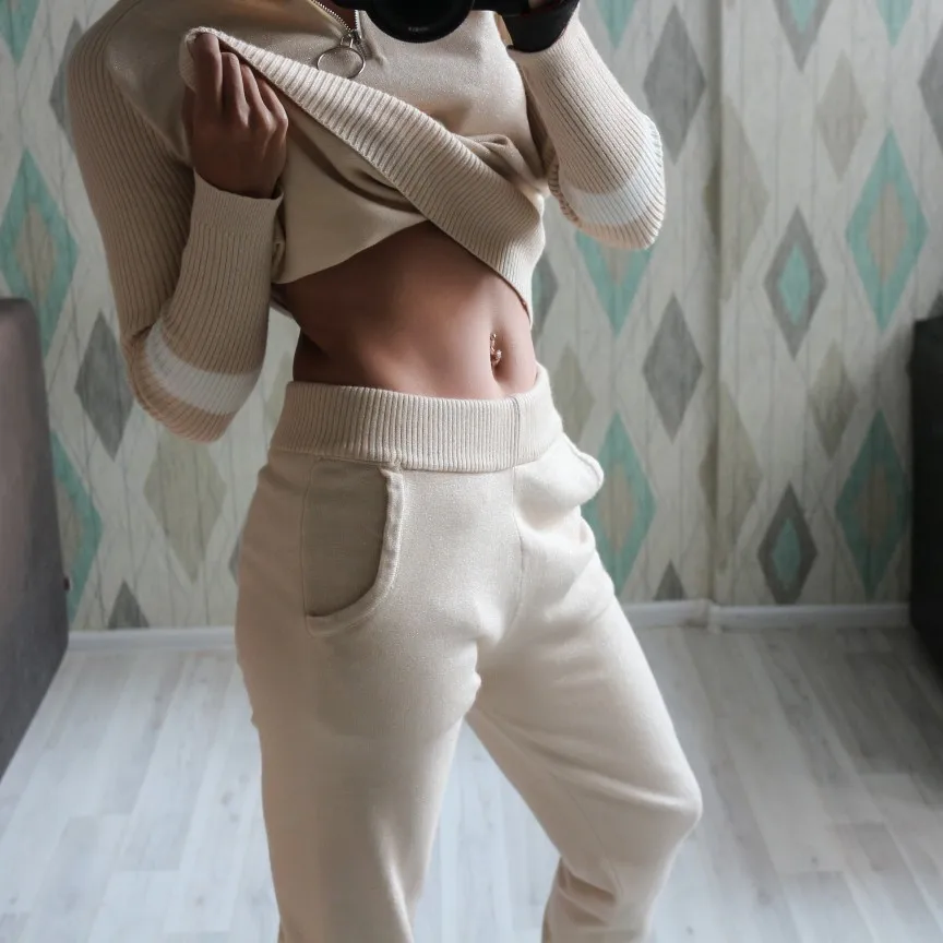 

rousers Harem Pants Lurex Glitter Autumn Winter Sport Women's Sweater Pants Knitted Women Elastic Waist Drawstring T