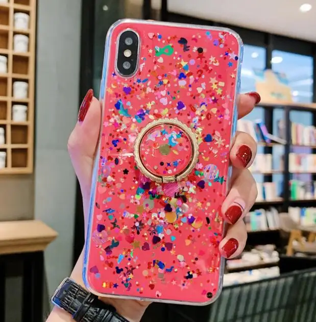 red Сияющий с сияющими блестками и пайетками чехол для samsung Galaxy J4 Plus J6Plus J415F Крышка для samsung A7 A9 S10 S9 Note 9 A50 A30 A6 - Цвет: red