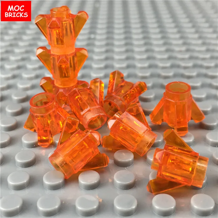 10 шт./лот MOC кирпичи Trans light Rock 1x1 кристалл 4 точки драгоценность подходит для 11127 DIY