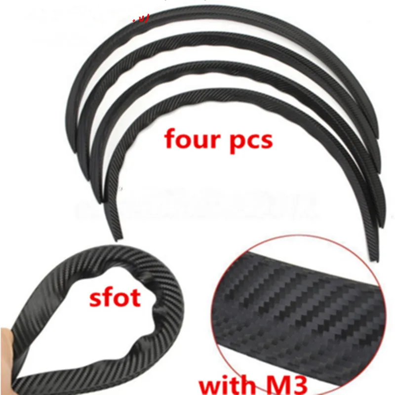 

4pcs Car Truck Carbon Fiber Rubber Wheel Eyebrow Protector Lip Sticker Trim Fender Flare Anti-scratch fit for Toyota Corolla