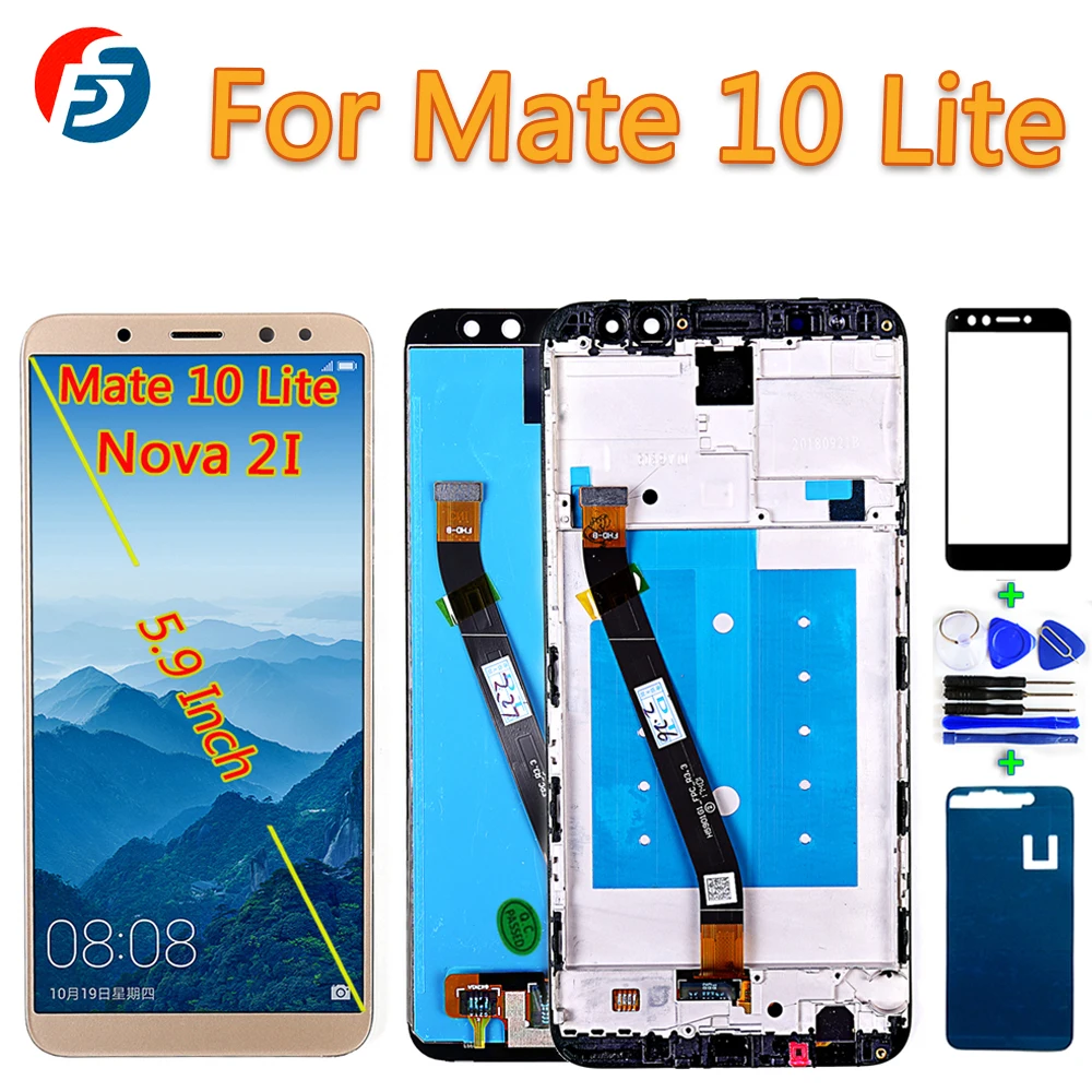 Протестированный сенсорный экран для huawei MATE 10 lite 5,9 дюймов ЖК-дисплей дигитайзер сборка Nova 2i рамка с бесплатным инструментом стеклянная пленка