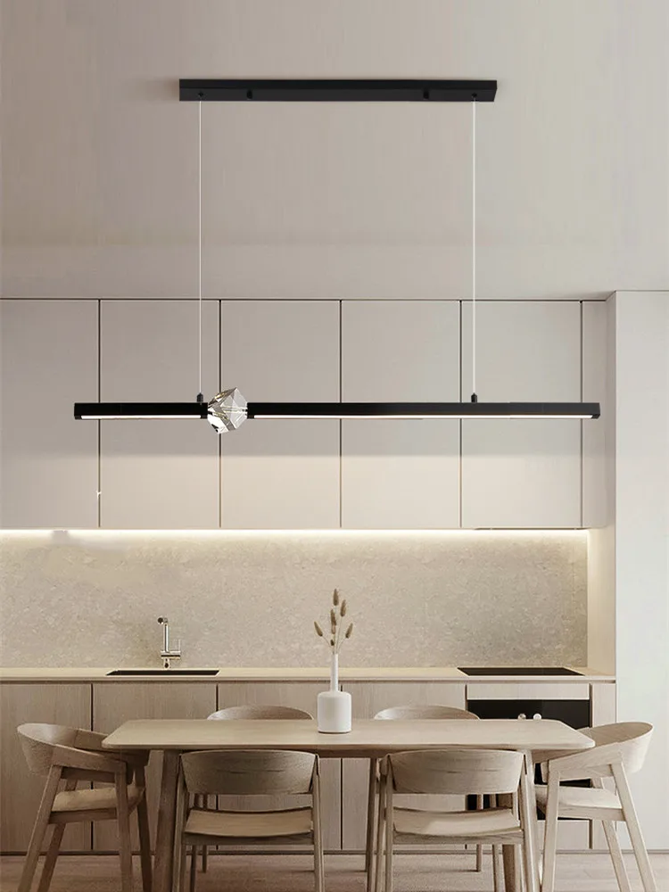 

Modern Luxury Crystal LED Chandelier Lighting Nordic Minimalist Art Design Black Long Hanging Light Office Restaurant Chandelier