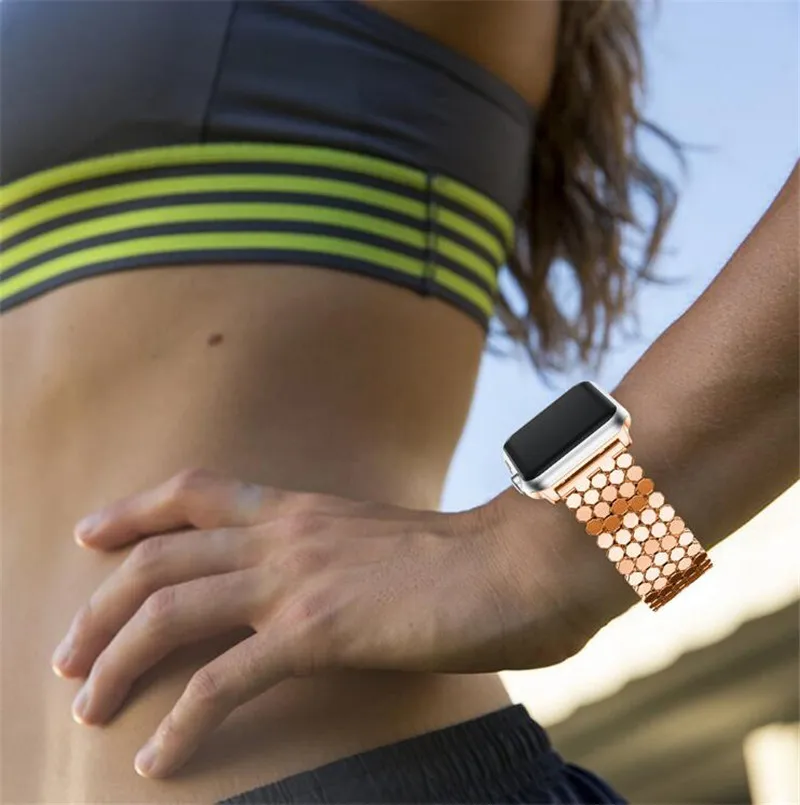 Ремешок из нержавеющей стали розового золота для apple watch band link 42 мм/38 мм/40 мм/44 мм