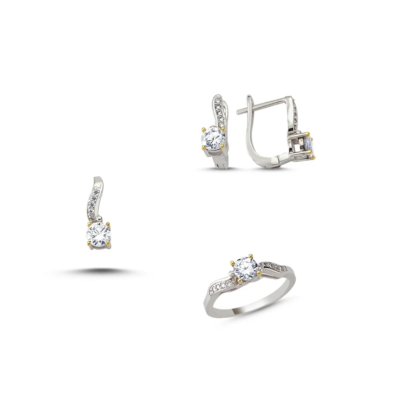 

Silverlina Silver Zircon Stone Double Color Set