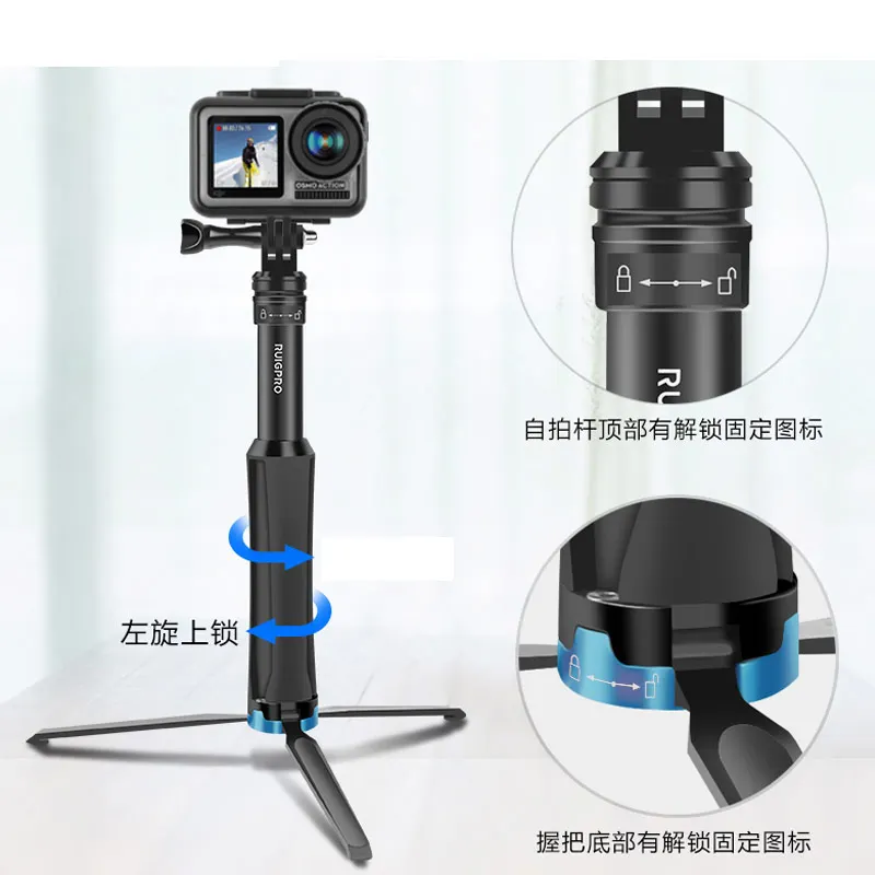 Алюминиевый штатив селфи палка монопод для gopro Go pro hero 8 7 6 5 4 3 sj4000 sj5000x xiaomi yi hero6 hero7