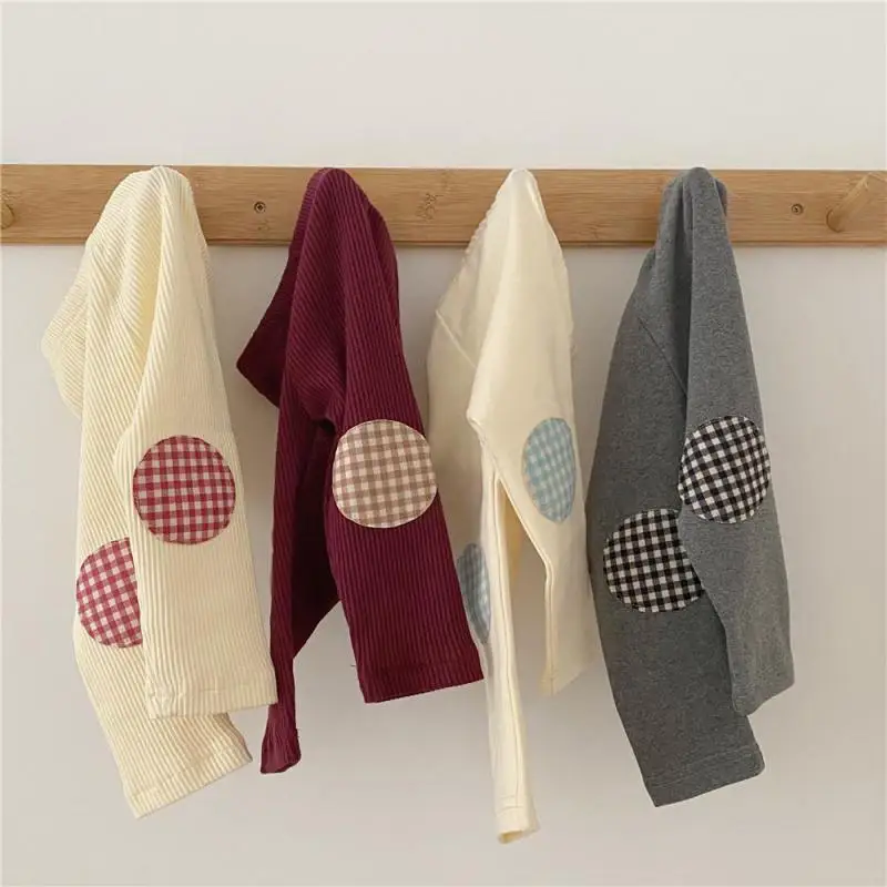 Осенние леггинсы для новорожденных девочек в рубчик клетчатые штаны с нашивками