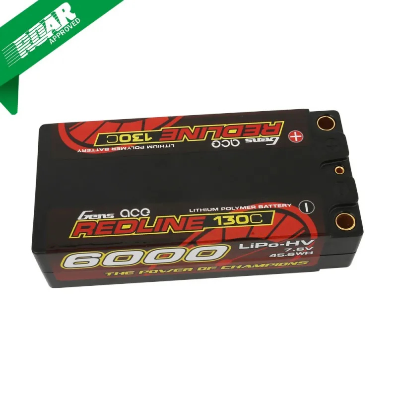 Gens ace Redline Series 4000mAh/5800mAh/6000mAh/6600mah/8200m 7.6V 130C 2S HardCase HV Lipo Battery Pack with Hardcase & T plug