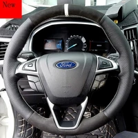 for ford ranger everest edge explorer escort territory new diy hand stitched leather suede steering wheel cover car accessories