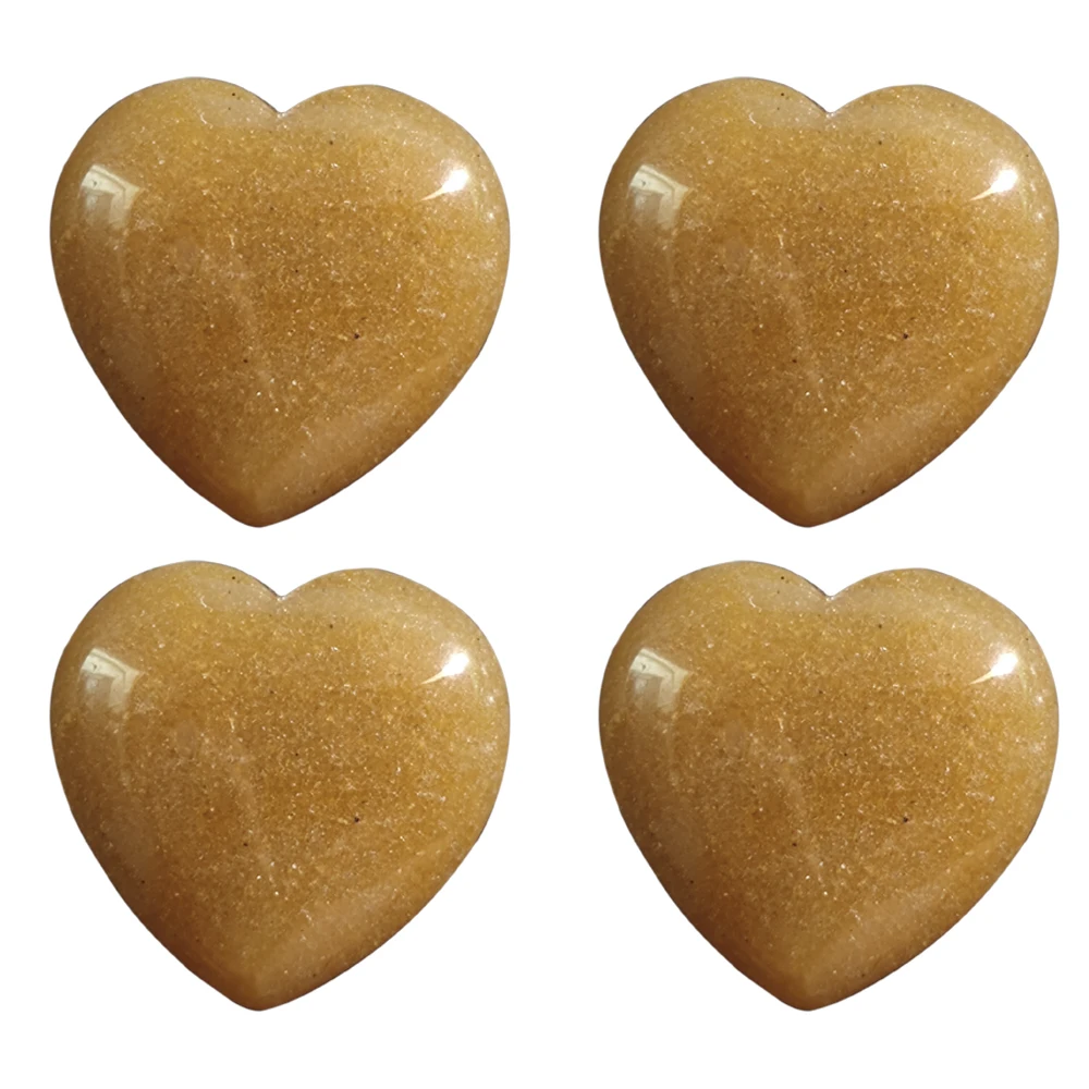 

25*25mm Natural Yellow Agate Stone Non-Porous Heart Shape Yoga Healing Decoration Natural Stone Jewelry Accessories