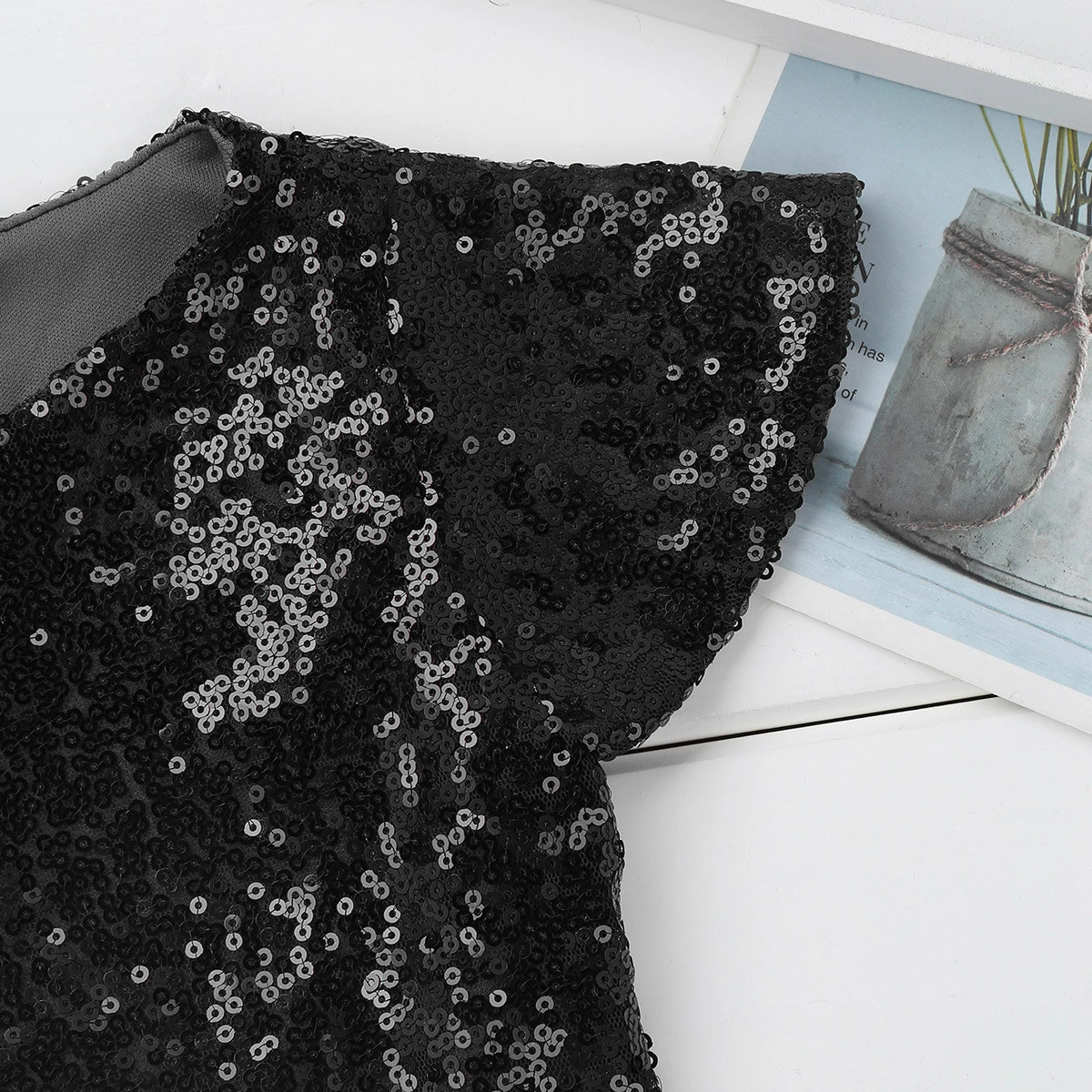 Детские топы с блестящими блестками и рукавами крылышками для девочек