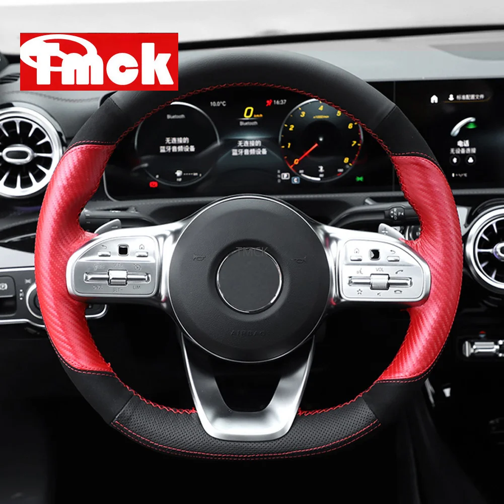 Чехол на руль для автомобиля нескользящий кожаный чехол Mercedes Benz A Class W177 A180 A200 A35 AMG