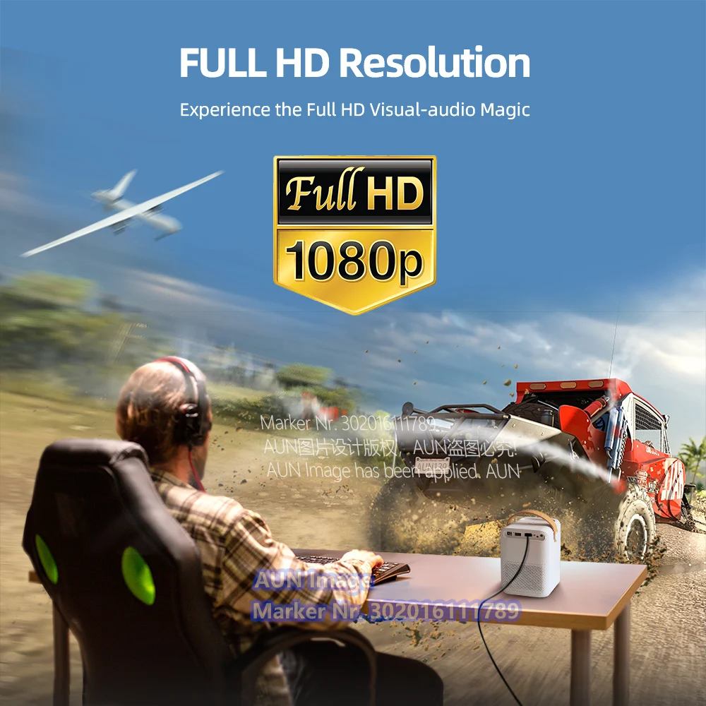 Портативный мини-проектор AUN ET30 Beamer Full HD 1080P светодиодный проектор для телефона