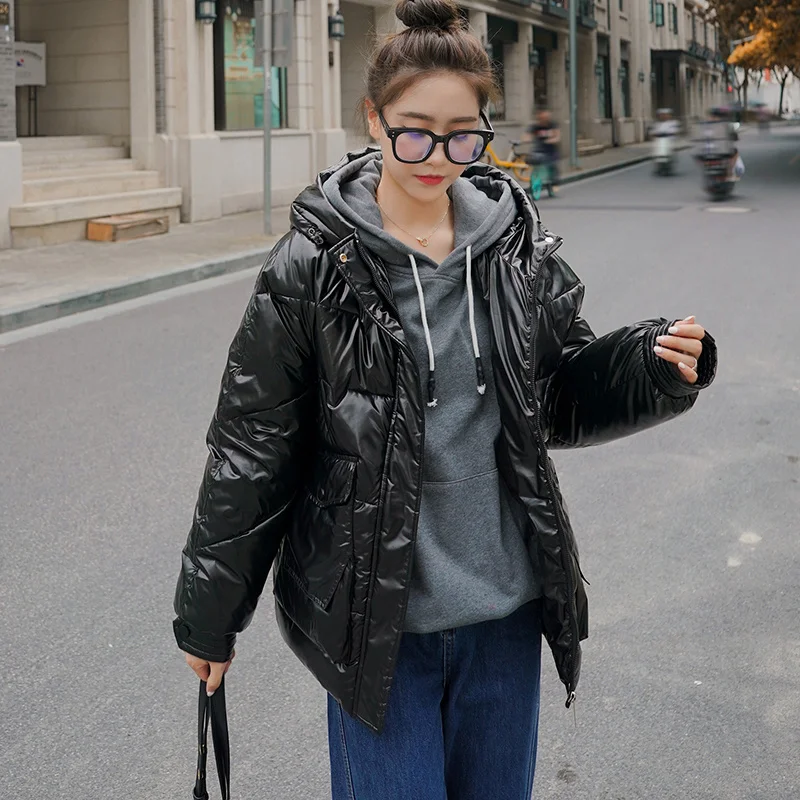 

Women Cropped Cotton Padded Jacket Winter Solid Zipper Hooded Casual Ladies Daily Jacket Short Simplicity Female Clothing Warm