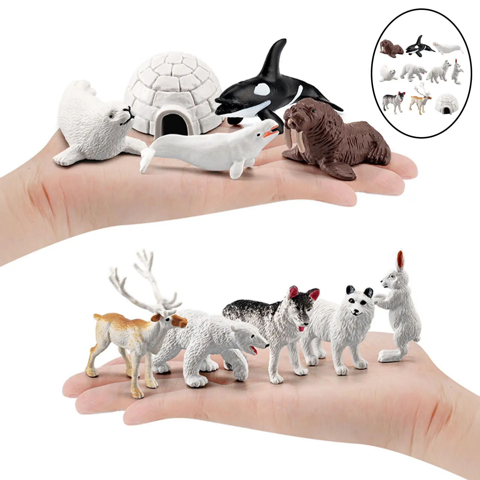 

10x Lifelike Polar Animal Figures Birthday Christmas Party Decoration