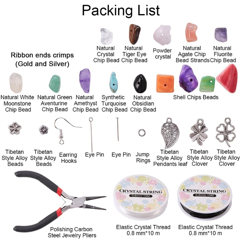 

Crushed Stones Natural Assorted Stone Chip Beads Bracelet DIY Jewelry Material