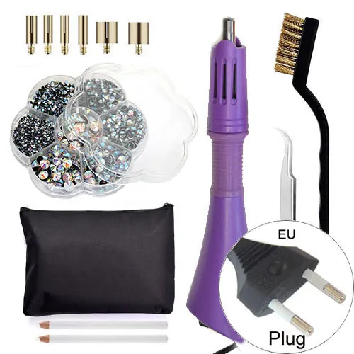 M-Purple-EU Быстро нагревается! EU/US Plug белое устройство горячей фиксации для нанесения страз розовый Железный-на горячей фиксации Стразы аппликатор палочка термофиксация инструмент Y2852 - Цвет: M-Purple-EU