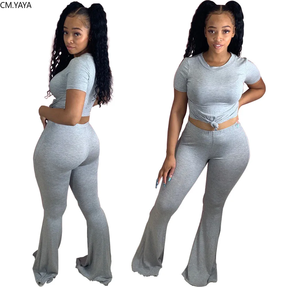 Женский спортивный костюм CM.YAYA Однотонная футболка с коротким рукавом широкие