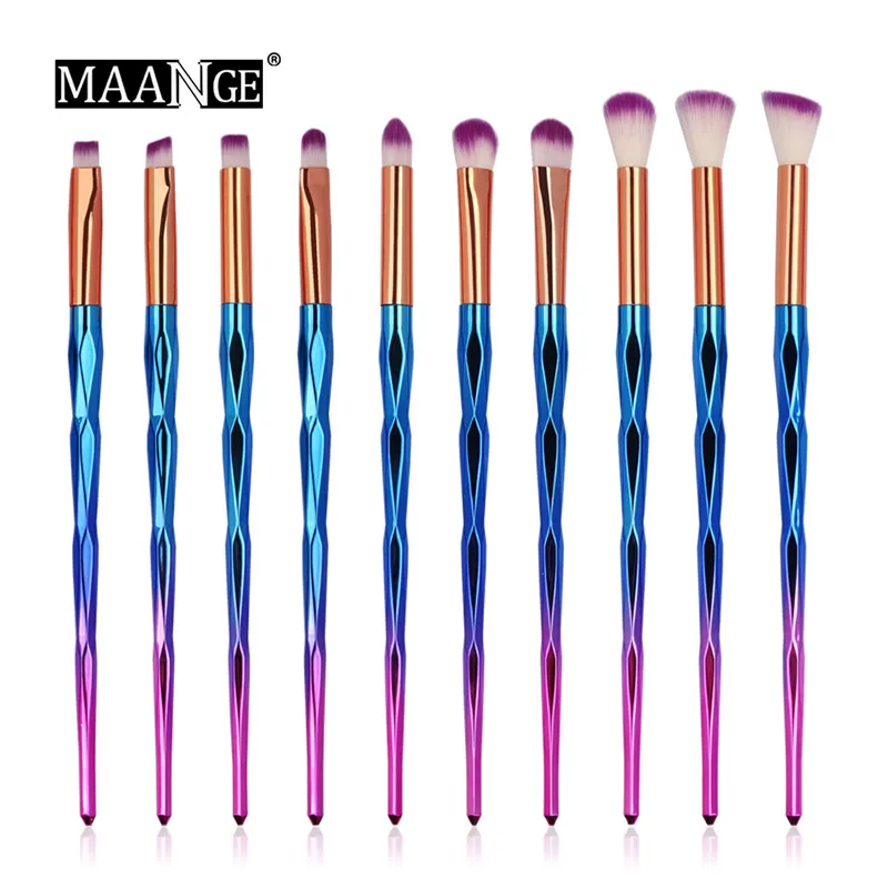10pcs-D MAANGE 4/10 шт в упаковке, новая кистей для макияжа высокого качества комплект Для женщин основа для макияжа лица Косметическая пудра Румяна Тени для век Косметика для губ Красочные для инструментов для макияжа - Handle Color: 10pcs-D