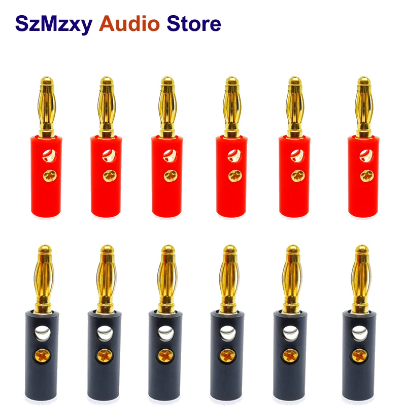 12 шт. аудио Динамик винт типа &quotбанан&quot золотой пластине Вилки разъемы 4 мм