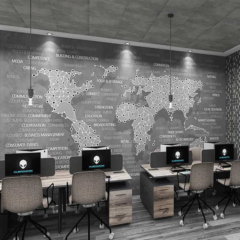 Самоклеящиеся 3D-обои в стиле ретро с картой мира обои для офиса студии индастриал