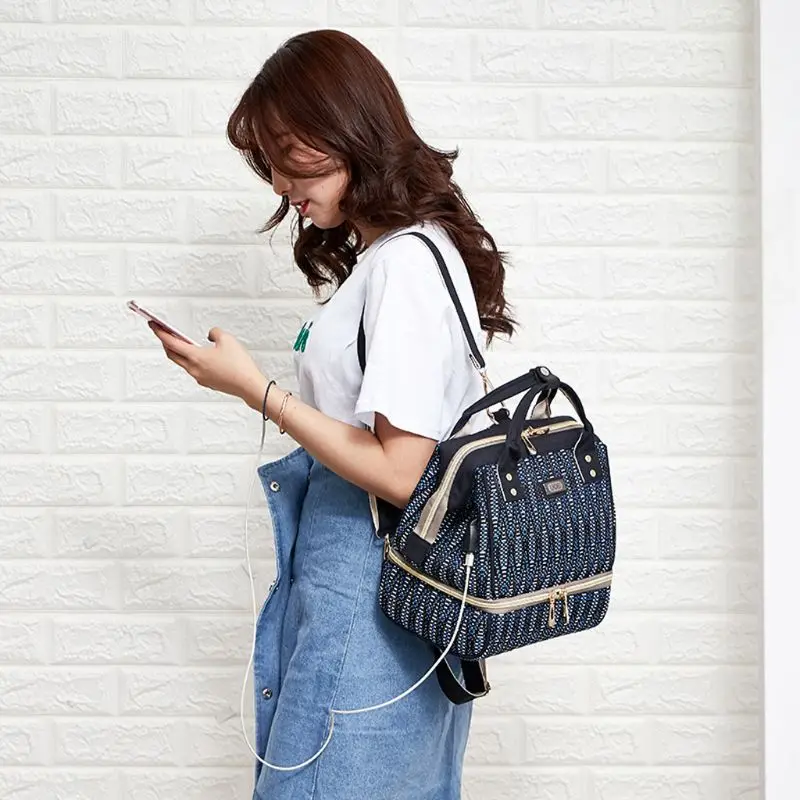 

Breast Pump Backpack with Pockets Cute Diaper Shoulder Bag Travel Daypack Double Layer Nappy C90E 2020