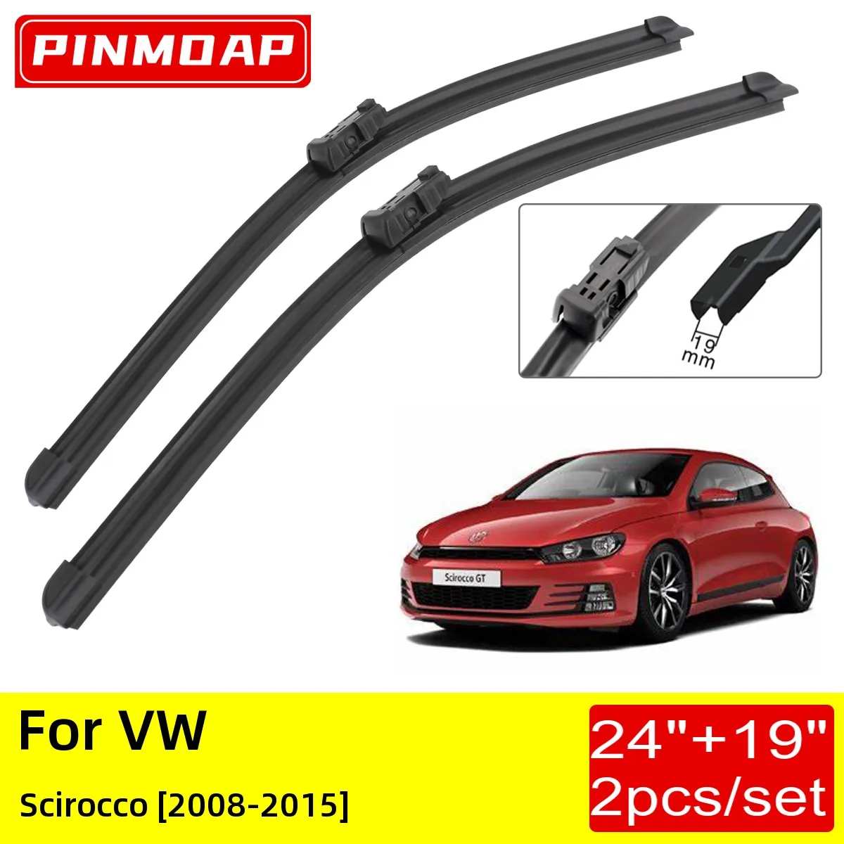 

Щетки стеклоочистителя передние для VW Scirocco 2008 2009 2010 2011 2012 2013 2015, 24 + 19 дюймов, аксессуары для резака, резиновое лобовое стекло