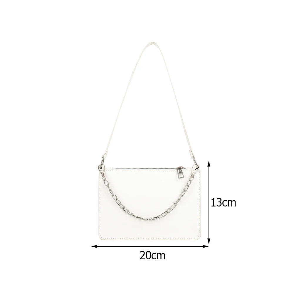 

Fashion Women PU Leather Chain Shoulder Underarm Bags Casual Ladies Solid Color Small Handbags Purse Zipper Mini Top-handle Bags