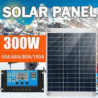 300w semi flexible solar panel kit with 50a60a80a100a solar controller solar cells for car yacht rv 12v5v battery charger