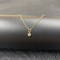 fashion simple mini white zircon pendant clavicle chain retro metal round geometric necklace accessories gifts for female