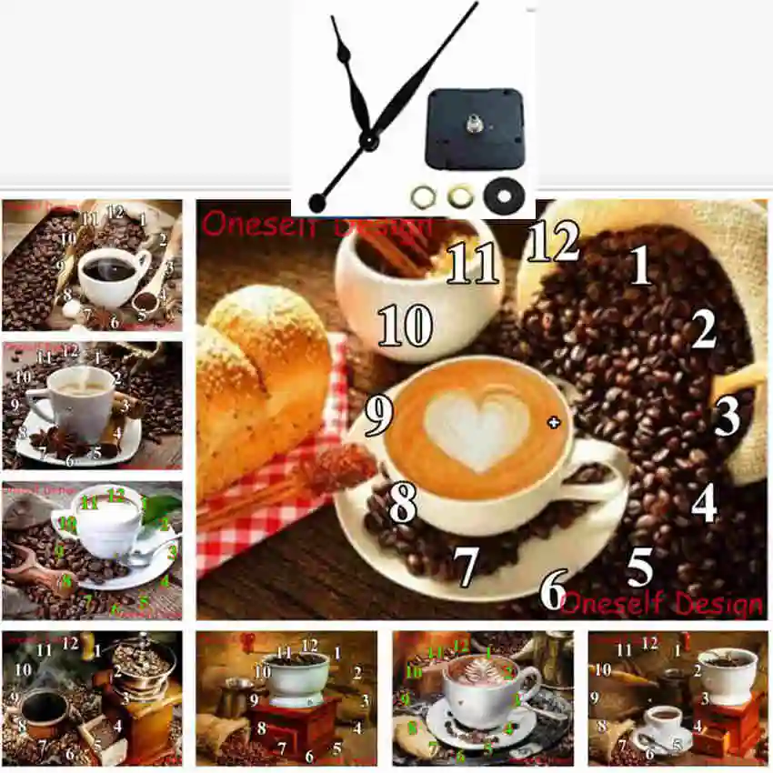 

20225d diamond painting with Mechanical clock coffee 5d diamond embroidery clock diamond mosaic sale home decortion wall sticker