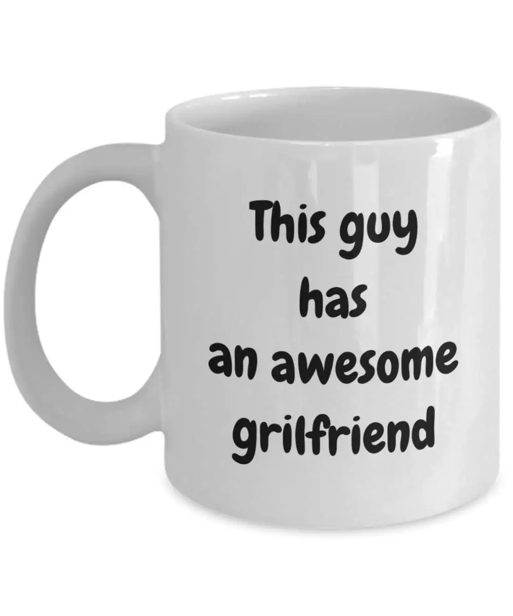 Christmas Gifts Funny Boyfriend Coffee Mug - This guy has an awesome girlfriend Best Valentines Day Cup White 11 Oz | Дом и сад