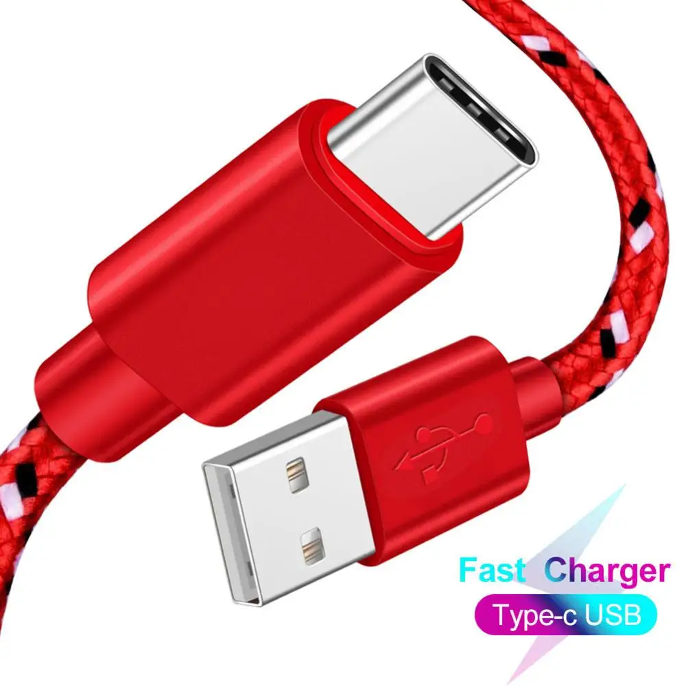 Кабель для быстрой зарядки из нейлона типа C 1/2/3 м Samsung Galaxy S10 S9 S8 Plus Type c кабель