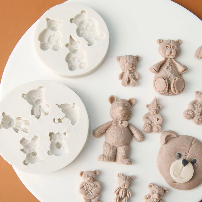 Симпатичные формы в виде мультяшного медведя зеркальная силиконовая форма