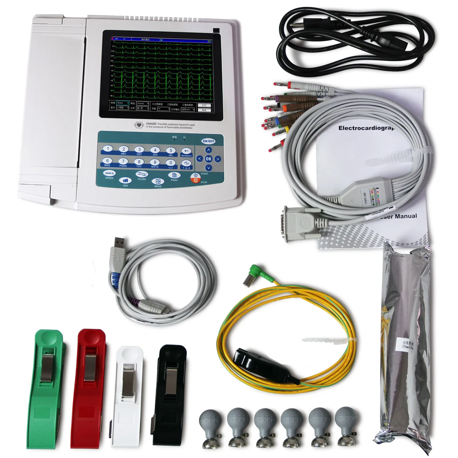 

Contec Electrocardiograph 12 Channel ECG EKG Machine ECG1200G With Thermal Printer Paper for ,210mm*20meter,Recording Paper