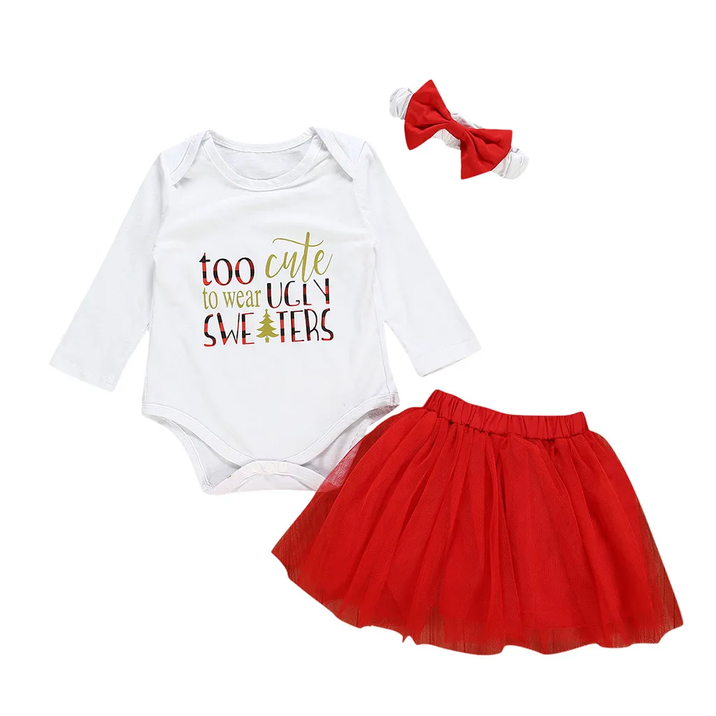 White My first christmas/комплекты для девочек; рождественское боди с буквенным принтом для маленьких девочек; фатиновые юбки; осенняя одежда с длинными рукавами - Цвет: White