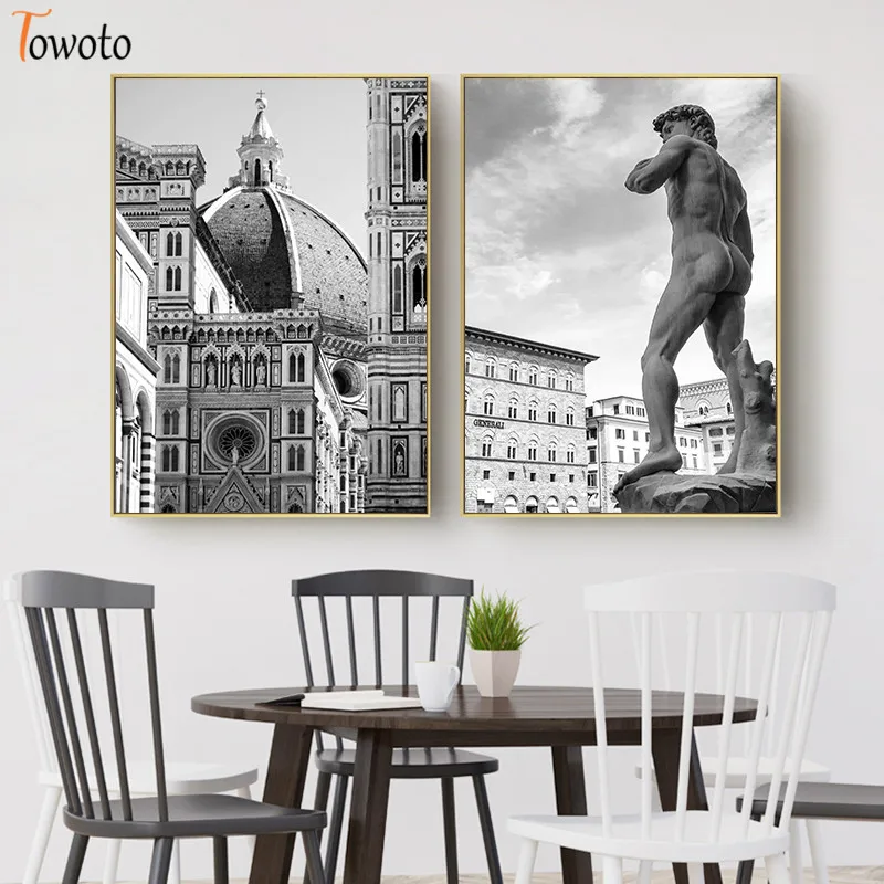 Картина на холсте с изображением Флоренции тосканы и города статуя Микеланджело