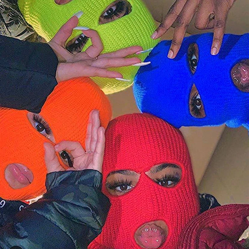 2021 модные закрывающие все лицо шапки бини Балаклава с 3 отверстиями для туризма