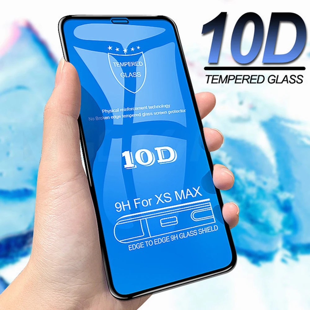 10 шт. закаленное стекло 10D для Apple iPhone 11 Pro Max XS XR X 8 7 6 6S Plus SE 5 защитная пленка с