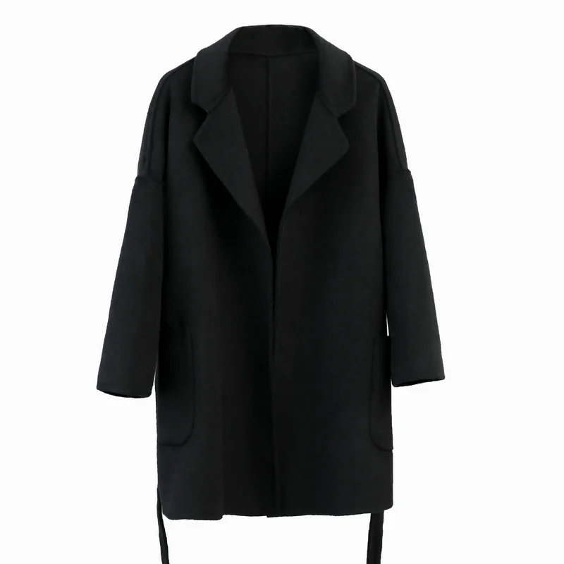 

CMAZ Black Double-Sided Cashmere Wool Overcoat Women's Autumn and Winter 2021 New Hepburn Style Small Woolen Coat Short
